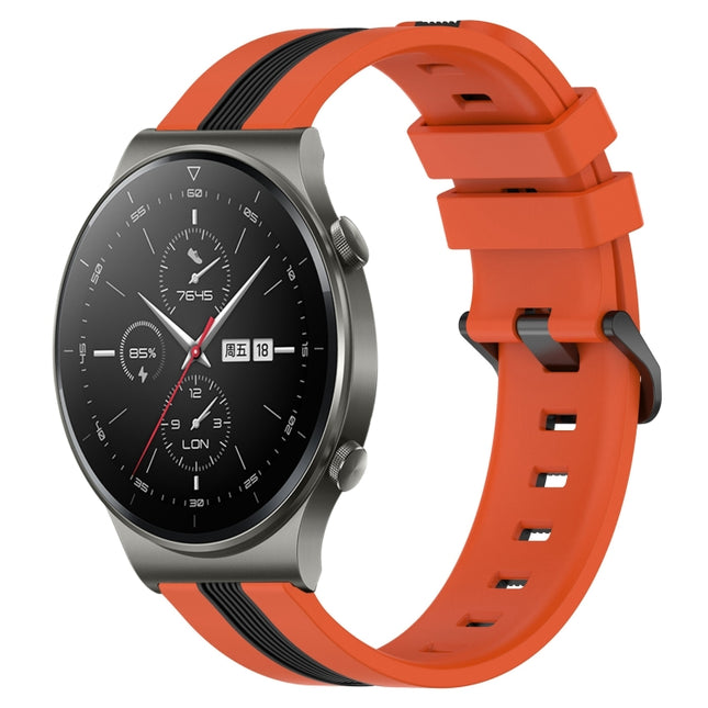 22mm Vertical Two-Color Silicone Watch Band, For Huawei GT2 Pro, For Huawei Watch GT 2E