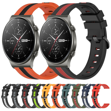 22mm Vertical Two-Color Silicone Watch Band, For Huawei GT2 Pro, For Huawei Watch GT 2E