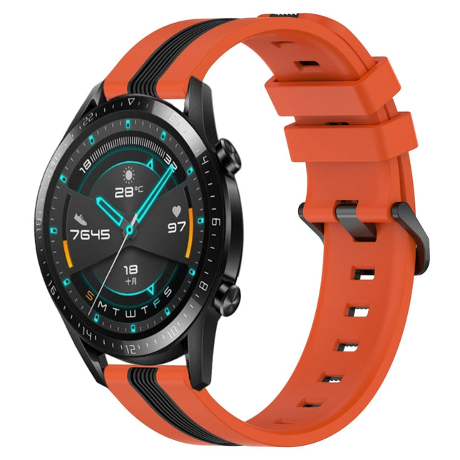 22mm Vertical Two-Color Silicone Watch Band, For Huawei GT2 46mm, For Honor Watch GS 3