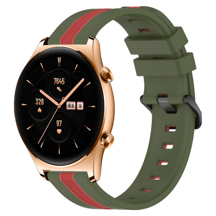 22mm Vertical Two-Color Silicone Watch Band, For Huawei GT2 46mm, For Honor Watch GS 3