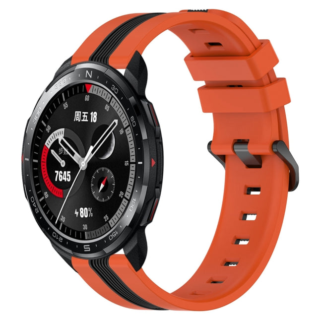 22mm Vertical Two-Color Silicone Watch Band, For Honor Watch GS Pro, For Honor Magic Watch 2 46mm