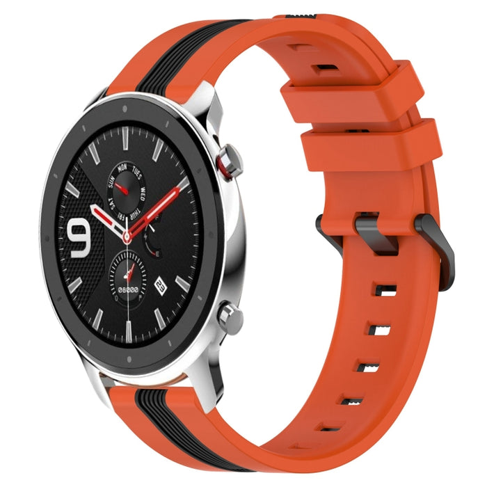 22mm Vertical Two-Color Silicone Watch Band, For Amazfit GTR 4, For Amazfit GTR 4 Pro