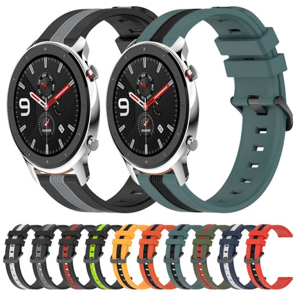 22mm Vertical Two-Color Silicone Watch Band, For Amazfit GTR 4, For Amazfit GTR 4 Pro