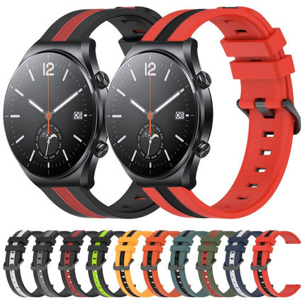 22mm Vertical Two-Color Silicone Watch Band, For Xiaomi MI Watch S1, For Xiaomi MI Watch S1 Pro