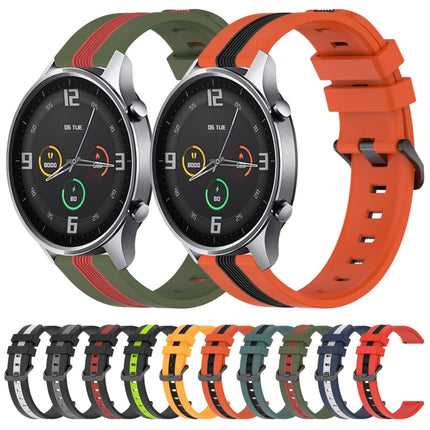 22mm Vertical Two-Color Silicone Watch Band, For Xiaomi MI Watch Color, For Xiaomi MI Watch S1 Active