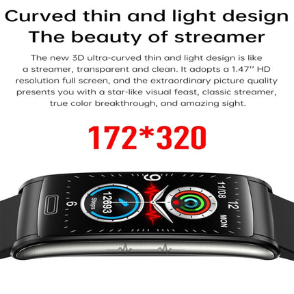 E600 1.47 inch Color Screen Smart Watch Silicone Strap Support Heart Rate Monitoring / Blood Pressure Monitoring
