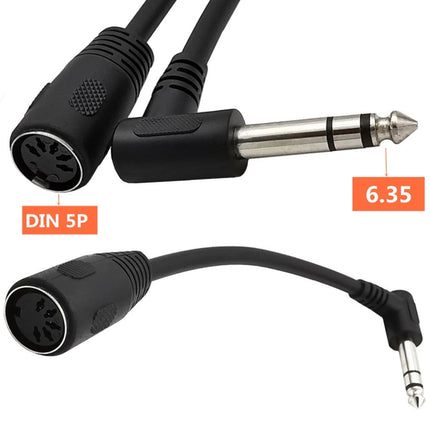 JUNSUNMAY 6.35mm 1/4 inch Male to Female 5 Pin MIDI Audio Stero Adapter, Cable Length: 20cm, Cable Length: 20cm