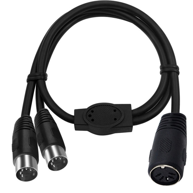 JUNSUNMAY MIDI 2 in 1 Din 5 Pin Male to Dual 2 Pin Female Cable Adapter, Cable Length: 50cm, Cable Length: 50cm