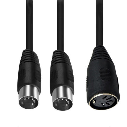 JUNSUNMAY MIDI 2 in 1 Din 5 Pin Male to Dual 2 Pin Female Cable Adapter, Cable Length: 50cm, Cable Length: 50cm
