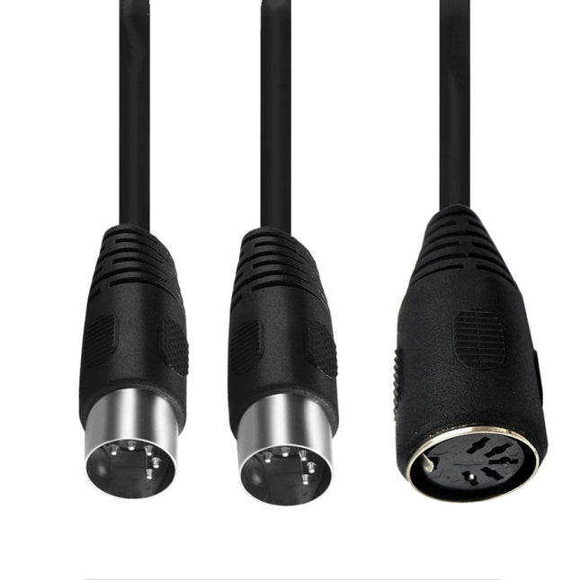 JUNSUNMAY MIDI 2 in 1 Din 5 Pin Male to Dual 2 Pin Female Cable Adapter, Cable Length: 50cm, Cable Length: 50cm