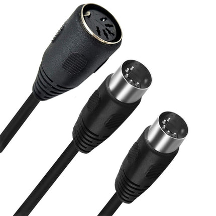 JUNSUNMAY MIDI 2 in 1 Din 5 Pin Male to Dual 2 Pin Female Cable Adapter, Cable Length: 50cm, Cable Length: 50cm
