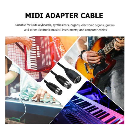 JUNSUNMAY MIDI 2 in 1 Din 5 Pin Male to Dual 2 Pin Female Cable Adapter, Cable Length: 50cm, Cable Length: 50cm