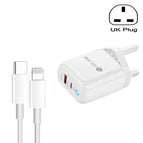UK Plug + Type-C to 8 Pin Cable / White