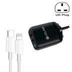 UK Plug + Type-C to 8 Pin Cable / Black