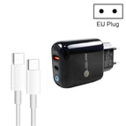 EU Plug + Type-C to Type-C Cable / Black