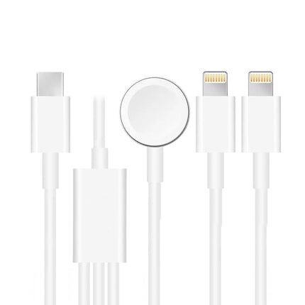Cable de carga magnético tipo C 3 en 1 para Apple Watch Series y iPhone de 4 pies/1,2 m, DS-XB019