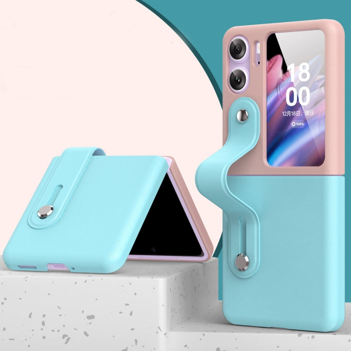 Skin Color Contrast Wrist Strap Bracket Folding Phone Case, For OPPO Find N2 Flip