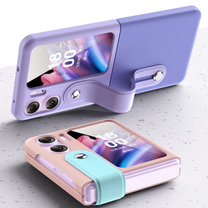 Skin Color Contrast Wrist Strap Bracket Folding Phone Case, For OPPO Find N2 Flip