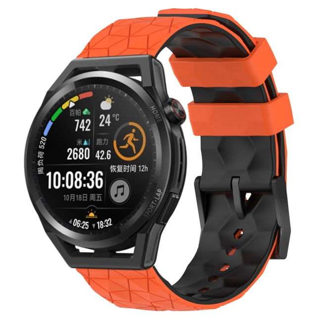 22mm Football Pattern Two-Color Silicone Watch Band, For Huawei Watch GT Runner, For Huawei Watch 3 Pro New