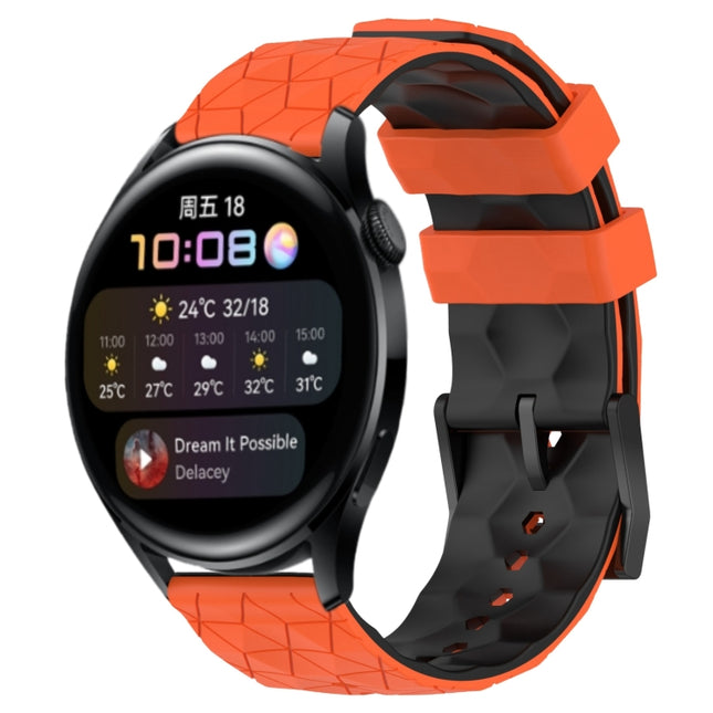 22mm Football Pattern Two-Color Silicone Watch Band, For Huawei Watch 3, For Huawei Watch 3 Pro