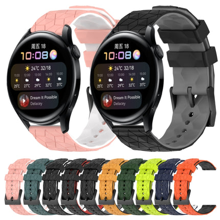 22mm Football Pattern Two-Color Silicone Watch Band, For Huawei Watch 3, For Huawei Watch 3 Pro