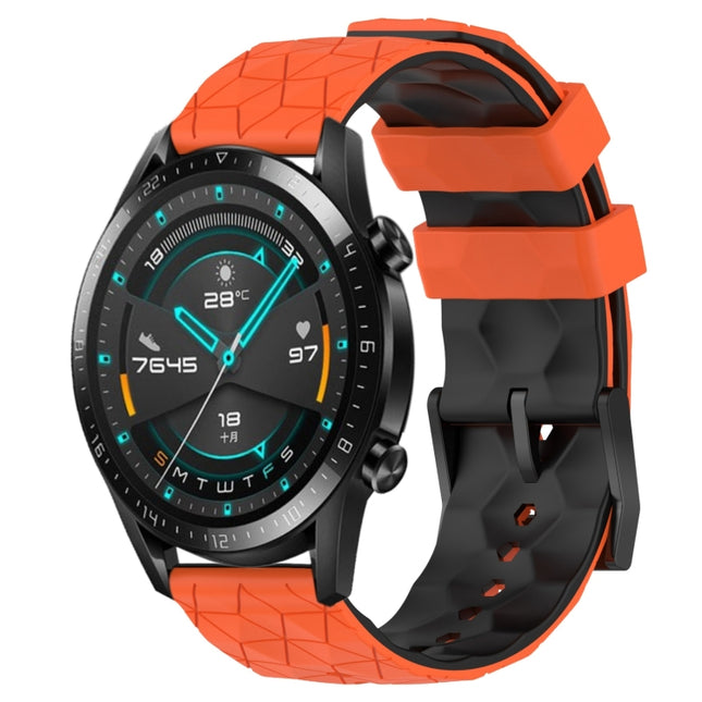 22mm Football Pattern Two-Color Silicone Watch Band, For Huawei GT2 46mm, For Honor Watch GS 3