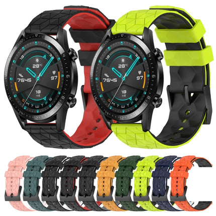 22mm Football Pattern Two-Color Silicone Watch Band, For Huawei GT2 46mm, For Honor Watch GS 3