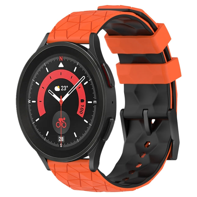 20mm Football Pattern Two-Color Silicone Watch Band, For Samsung Galaxy Watch 5 Pro 45mm, For Samsung Galaxy Watch 4 44mm