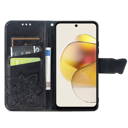 Butterfly Love Flower Embossed Flip Leather Phone Case, For Motorola Moto G73, For Motorola Moto G23, For Motorola Moto E13