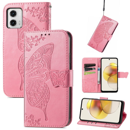 Butterfly Love Flower Embossed Flip Leather Phone Case, For Motorola Moto G73, For Motorola Moto G23, For Motorola Moto E13