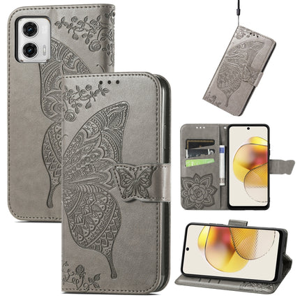 Butterfly Love Flower Embossed Flip Leather Phone Case, For Motorola Moto G73, For Motorola Moto G23, For Motorola Moto E13