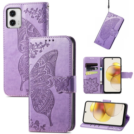 Butterfly Love Flower Embossed Flip Leather Phone Case, For Motorola Moto G73, For Motorola Moto G23, For Motorola Moto E13