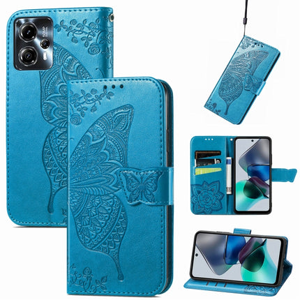 Butterfly Love Flower Embossed Flip Leather Phone Case, For Motorola Moto G73, For Motorola Moto G23, For Motorola Moto E13