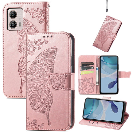 Butterfly Love Flower Embossed Flip Leather Phone Case, For Motorola Moto G73, For Motorola Moto G23, For Motorola Moto E13