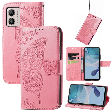 Butterfly Love Flower Embossed Flip Leather Phone Case, For Motorola Moto G73, For Motorola Moto G23, For Motorola Moto E13