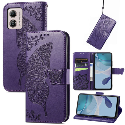 Butterfly Love Flower Embossed Flip Leather Phone Case, For Motorola Moto G73, For Motorola Moto G23, For Motorola Moto E13