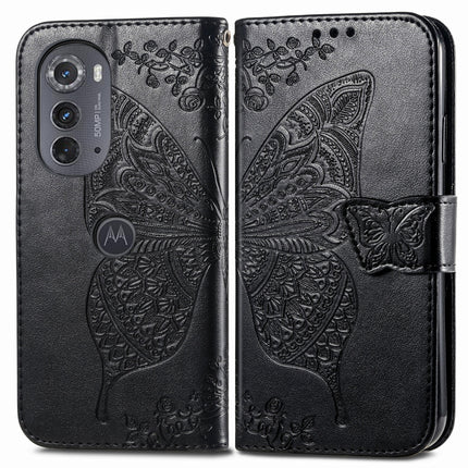 Butterfly Love Flower Embossed Flip Leather Phone Case, For Motorola Edge 2022