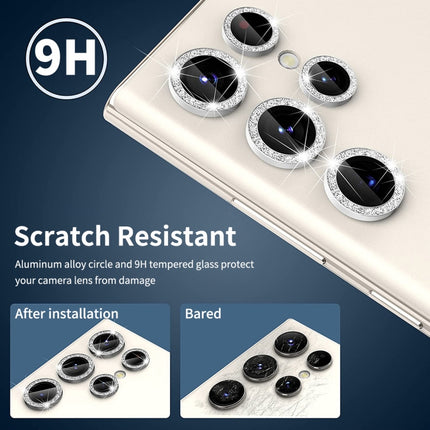 For Samsung Galaxy S23 Ultra 5G ENKAY 9H Rear Camera Lens Glitter Aluminium Alloy Ring Tempered Glass Film, For Samsung Galaxy S23 Ultra 5G
