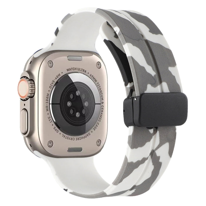 Magnetic Clasp Camouflage Silicone Watch Band, For Apple Watch Ultra 49mm, For Apple Watch Series 8&7 45mm