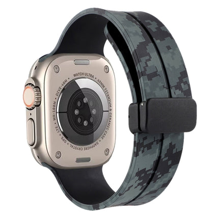 Magnetic Clasp Camouflage Silicone Watch Band, For Apple Watch Ultra 49mm, For Apple Watch Series 8&7 45mm