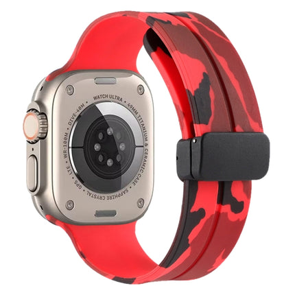 Magnetic Clasp Camouflage Silicone Watch Band, For Apple Watch Ultra 49mm, For Apple Watch Series 8&7 45mm