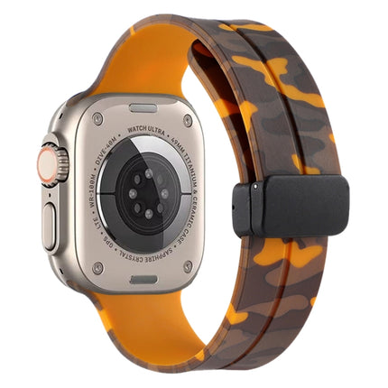 Magnetic Clasp Camouflage Silicone Watch Band, For Apple Watch Ultra 49mm, For Apple Watch Series 8&7 45mm