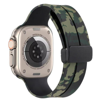 Magnetic Clasp Camouflage Silicone Watch Band, For Apple Watch Ultra 49mm, For Apple Watch Series 8&7 45mm