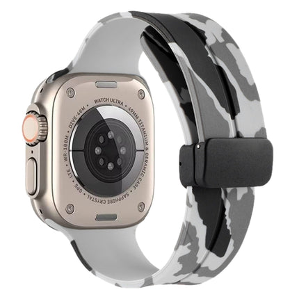 Magnetic Clasp Camouflage Silicone Watch Band, For Apple Watch Ultra 49mm, For Apple Watch Series 8&7 45mm