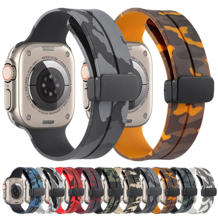Magnetic Clasp Camouflage Silicone Watch Band, For Apple Watch Ultra 49mm, For Apple Watch Series 8&7 45mm