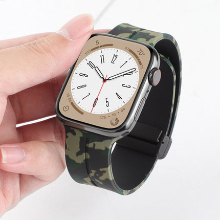 Magnetic Clasp Camouflage Silicone Watch Band, For Apple Watch Ultra 49mm, For Apple Watch Series 8&7 45mm