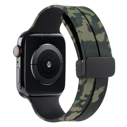 Magnetic Clasp Camouflage Silicone Watch Band, For Apple Watch Ultra 49mm, For Apple Watch Series 8&7 45mm
