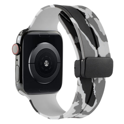 Magnetic Clasp Camouflage Silicone Watch Band, For Apple Watch Ultra 49mm, For Apple Watch Series 8&7 45mm