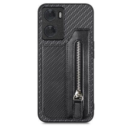 Carbon Ffiber Flip Zipper Wallet Phone Case, For OPPO A57 4G, For OPPO Reno9, For OPPO Reno9 Pro+, For Xiaomi Poco M5 4G