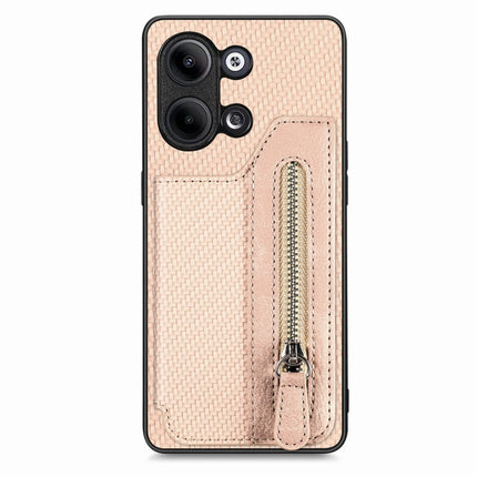 Carbon Ffiber Flip Zipper Wallet Phone Case, For OPPO A57 4G, For OPPO Reno9, For OPPO Reno9 Pro+, For Xiaomi Poco M5 4G